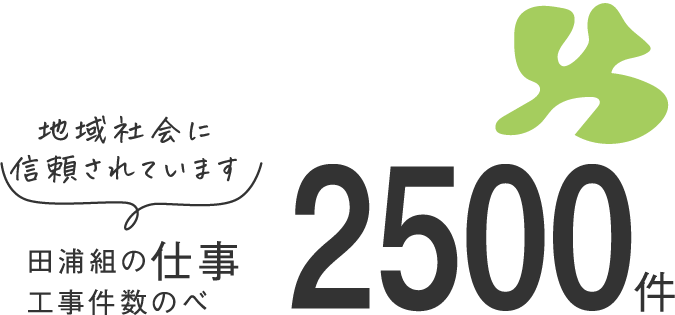 田浦組の仕事工事件数のべ 2500件